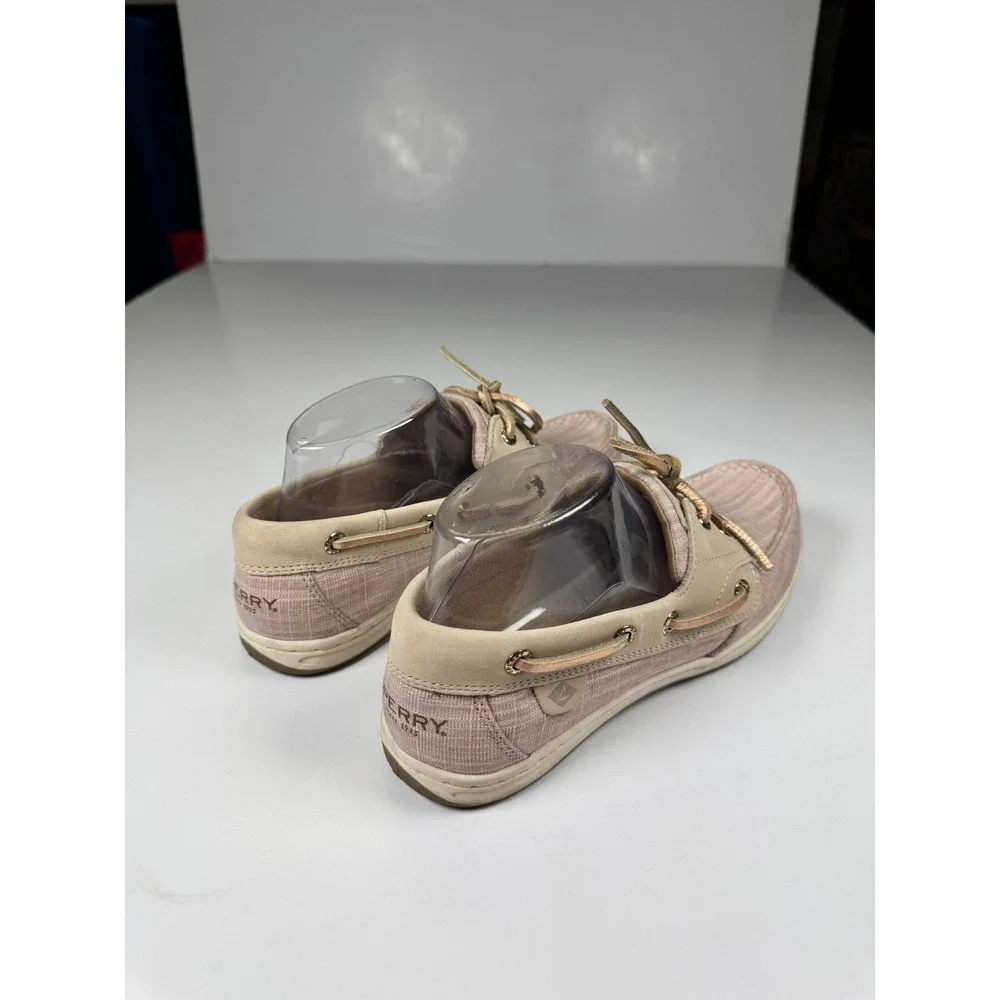 Sperry Koifish STS86519 Womens 7.5 Linen Pink Sparkle Moc Toe Lace Up Boat Shoes